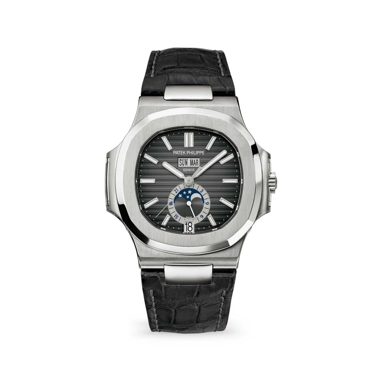Nautilus Black Strap Stainless Steel