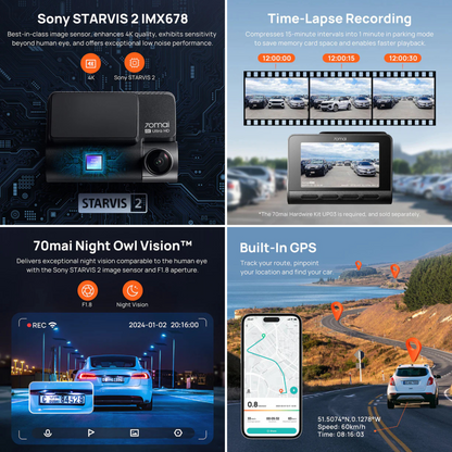 70mai Dash Cam A810 with Sony STARVIS 2
