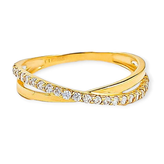 Cincin Emas Silang Permata