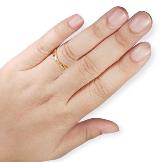 Cincin Emas Silang Permata